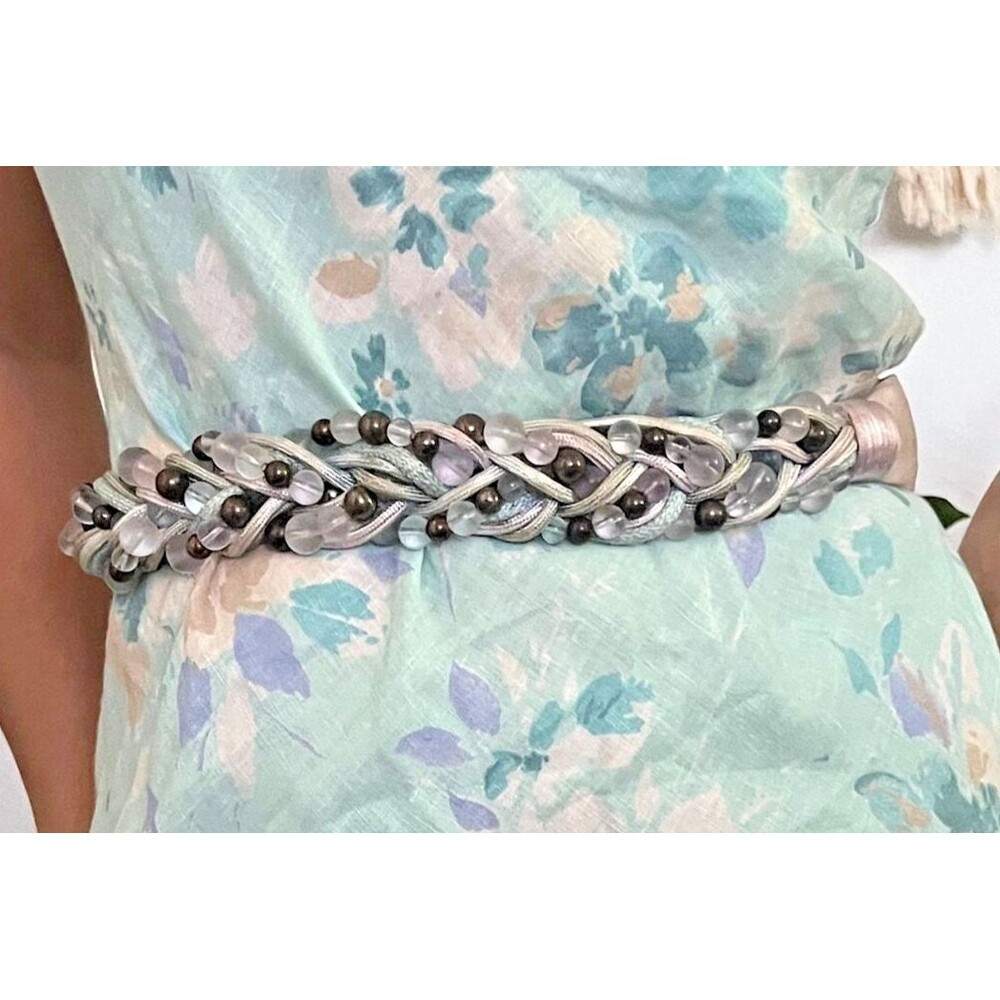 Vintage CAROLYN TANNER DESIGNS 1980 Statement Belt Braided beaded Adjustable